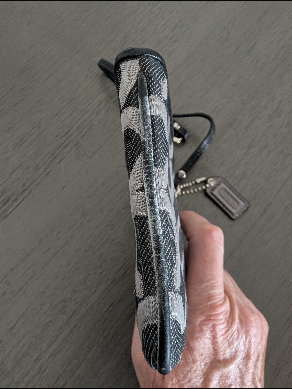 Coach Op Art Madison Signature Wristlet in Black and Gray - Picture 3 of 7